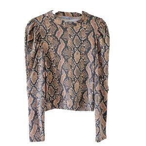 Tart Top Womens XS Naomi Baloon Long Sleeve Snakeskin Animal Print Flannel Soft